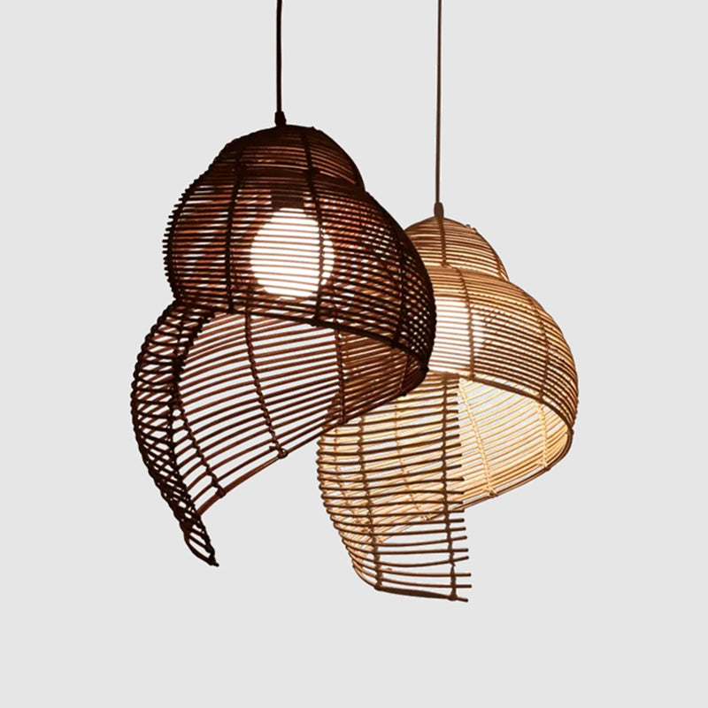 Coastal Spiral Shell Pendant Lighting Bamboo 1-Light Dining Room Suspended Lighting Fixture Clearhalo 'Ceiling Lights' 'Pendant Lights' 'Pendants' Lighting' 2310536