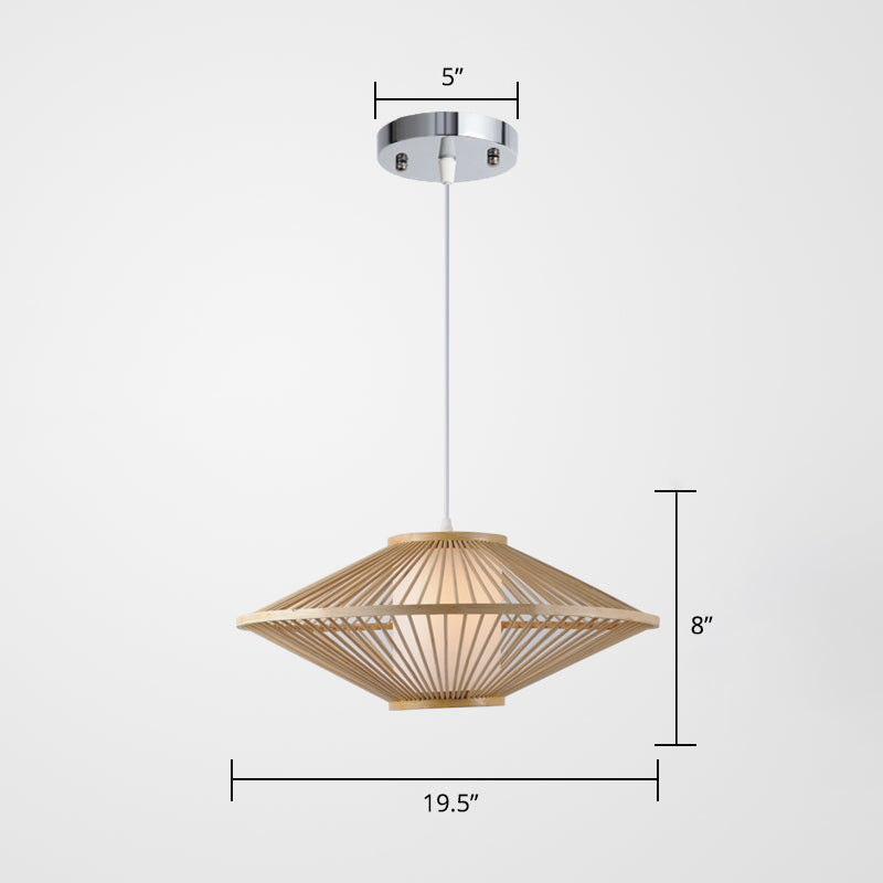 Conical Cage Bamboo Suspension Light Contemporary 1 Head Wood Ceiling Pendant Lamp Clearhalo 'Ceiling Lights' 'Pendant Lights' 'Pendants' Lighting' 2310545