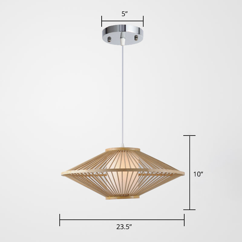 Conical Cage Bamboo Suspension Light Contemporary 1 Head Wood Ceiling Pendant Lamp Clearhalo 'Ceiling Lights' 'Pendant Lights' 'Pendants' Lighting' 2310547