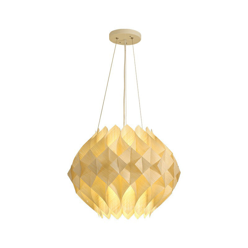 Nordic Globe Hanging Light Wooden 1-Light Dining Room Ceiling Suspension Lamp in Beige Clearhalo 'Ceiling Lights' 'Pendant Lights' 'Pendants' Lighting' 2310576