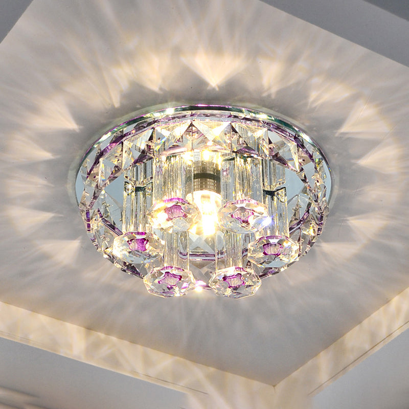 Prismatic Optical Crystal Round Flush Mount Minimalism Clear LED Flush Ceiling Light Fixture Clearhalo 'Ceiling Lights' 'Close To Ceiling Lights' 'Close to ceiling' 'Flush mount' Lighting' 2310710