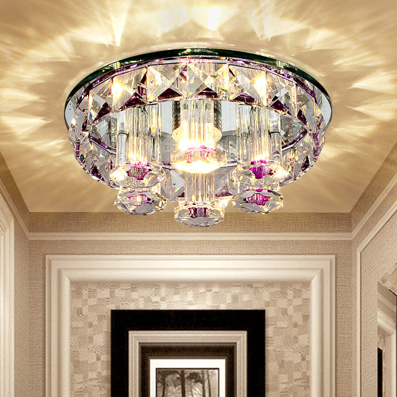 Prismatic Optical Crystal Round Flush Mount Minimalism Clear LED Flush Ceiling Light Fixture Clear Warm Clearhalo 'Ceiling Lights' 'Close To Ceiling Lights' 'Close to ceiling' 'Flush mount' Lighting' 2310712