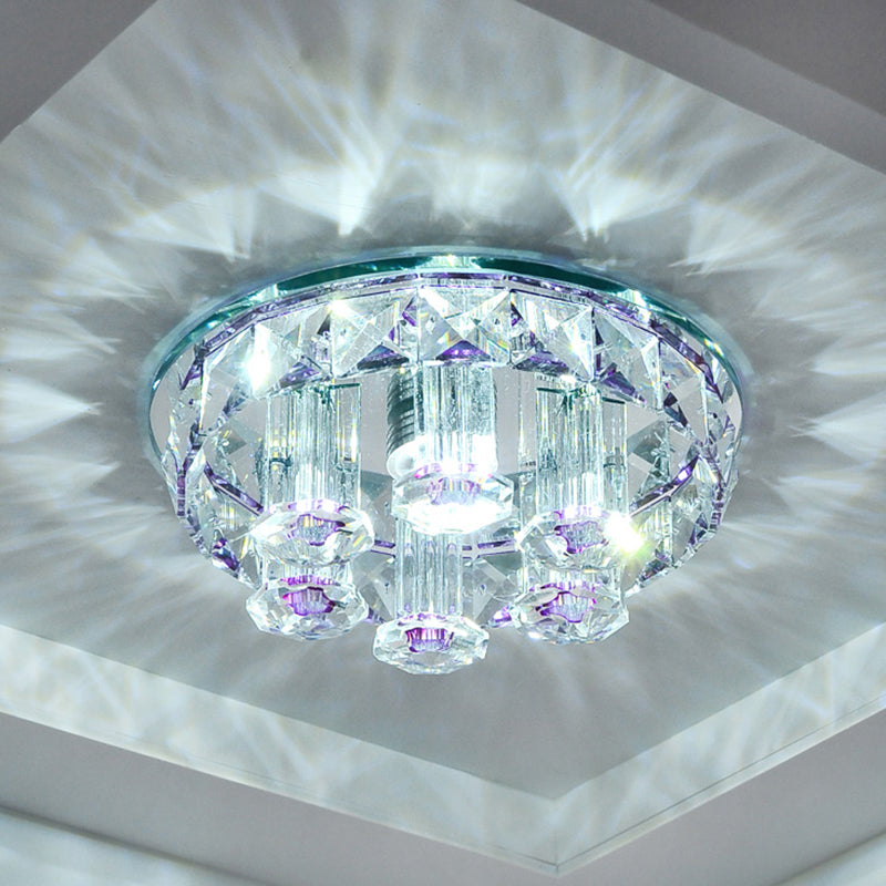 Prismatic Optical Crystal Round Flush Mount Minimalism Clear LED Flush Ceiling Light Fixture Clear White Clearhalo 'Ceiling Lights' 'Close To Ceiling Lights' 'Close to ceiling' 'Flush mount' Lighting' 2310713