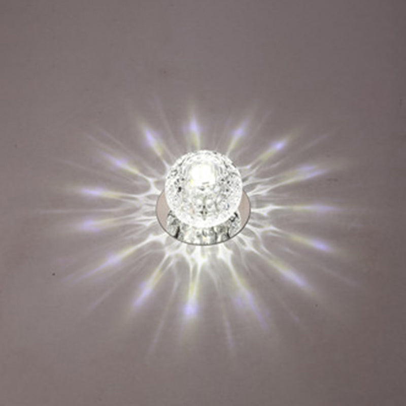 Living Room LED Mini Spotlight Decorative Flush Mount Ceiling Light with Circular Clear Crystal Shade Clear White Clearhalo 'Ceiling Lights' 'Close To Ceiling Lights' 'Close to ceiling' 'Flush mount' Lighting' 2310738