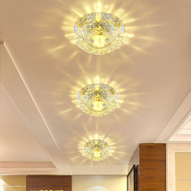 Flower-Shape Led Flush Light Simple Style Clear Crystal Aisle Ceiling Mount Light Fixture Clearhalo 'Ceiling Lights' 'Close To Ceiling Lights' 'Close to ceiling' 'Flush mount' Lighting' 2310763