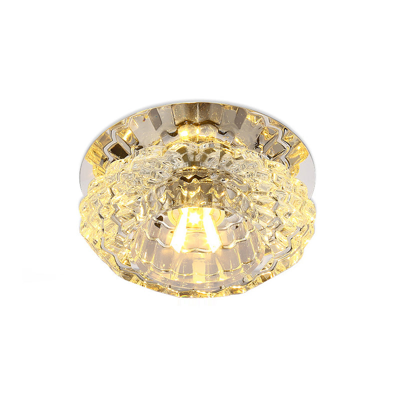 Flower-Shape Led Flush Light Simple Style Clear Crystal Aisle Ceiling Mount Light Fixture Clearhalo 'Ceiling Lights' 'Close To Ceiling Lights' 'Close to ceiling' 'Flush mount' Lighting' 2310766