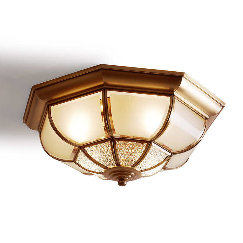 Brass Gourd-Like Ceiling Flush Light Traditional 4-Bulb Bedroom Flush Mount Lighting Fixture Clearhalo 'Ceiling Lights' 'Close To Ceiling Lights' 'Close to ceiling' 'Flush mount' Lighting' 2311032