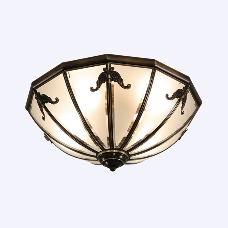 Flush Mount Lighting Traditional Dining Room Ceiling Light with Dome Frosted Glass Shade Black 14