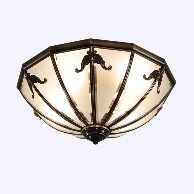 Flush Mount Lighting Traditional Dining Room Ceiling Light with Dome Frosted Glass Shade Black 18