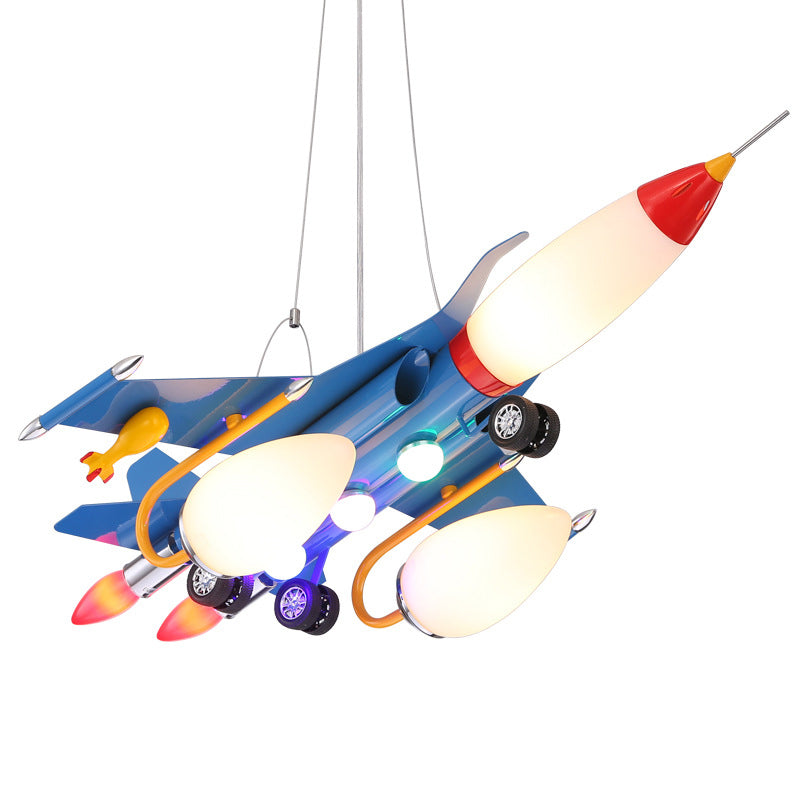 Rocket Aircraft Kids Room Pendant Lighting Acrylic Creative Ceiling Chandelier in Blue Clearhalo 'Ceiling Lights' 'Chandeliers' Lighting' options 2311102