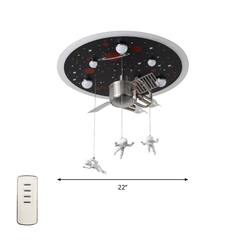 Satellite Metal Flush Ceiling Light Childrens 3-Bulb Flushmount Lighting with Astronaut Deco Red Clearhalo 'Ceiling Lights' 'Close To Ceiling Lights' 'Close to ceiling' 'Flush mount' Lighting' 2311124