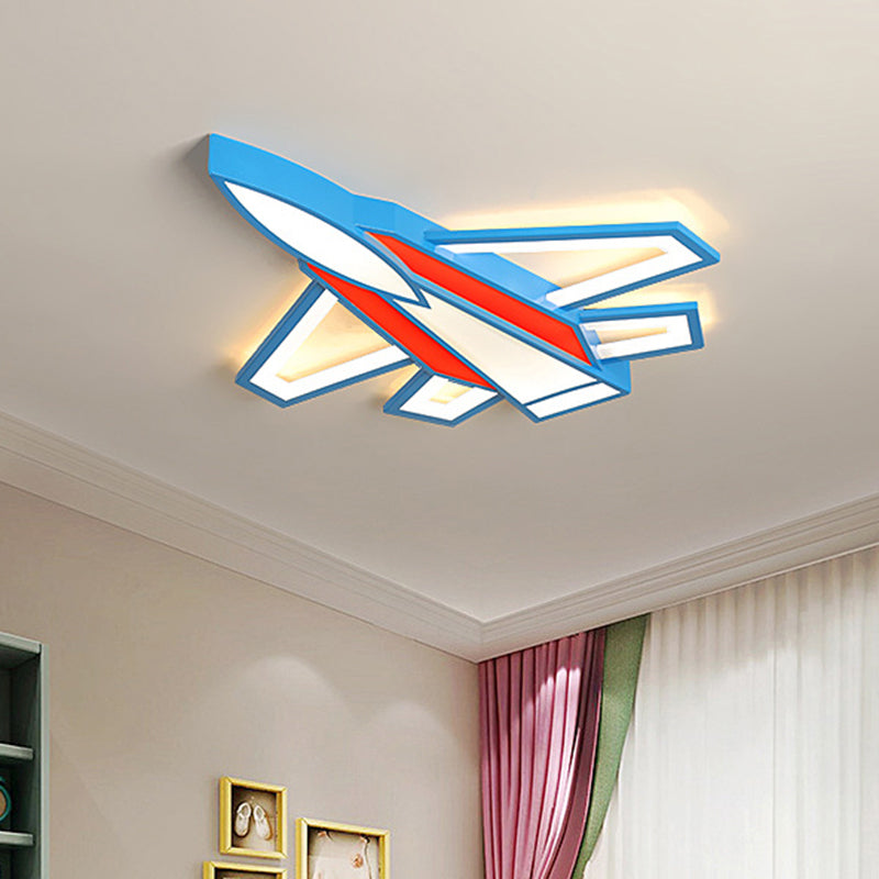 Cartoon Plane LED Flush Mount Fixture Metal Childrens Room Flush Mount Ceiling Light Red Clearhalo 'Ceiling Lights' 'Close To Ceiling Lights' 'Close to ceiling' 'Flush mount' Lighting' 2311153