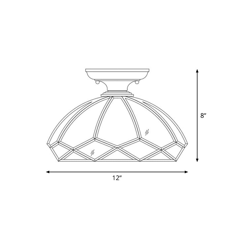 Traditional Bowl Shaped Ceiling Fixture 1-Light Clear Glass Semi Mount Lighting in Brass Clearhalo 'Ceiling Lights' 'Close To Ceiling Lights' 'Close to ceiling' 'Semi-flushmount' Lighting' 2311251