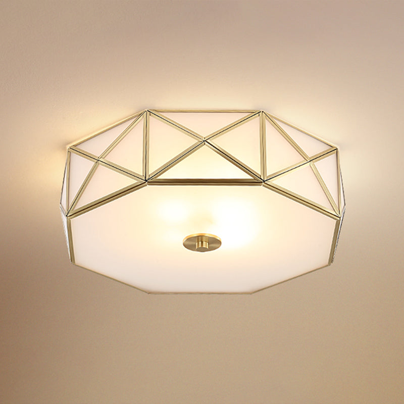 Gold Finish Flush Ceiling Light Minimalism White Glass Geometric Flushmount Lighting 6 White Clearhalo 'Ceiling Lights' 'Close To Ceiling Lights' 'Close to ceiling' 'Flush mount' Lighting' 2311281