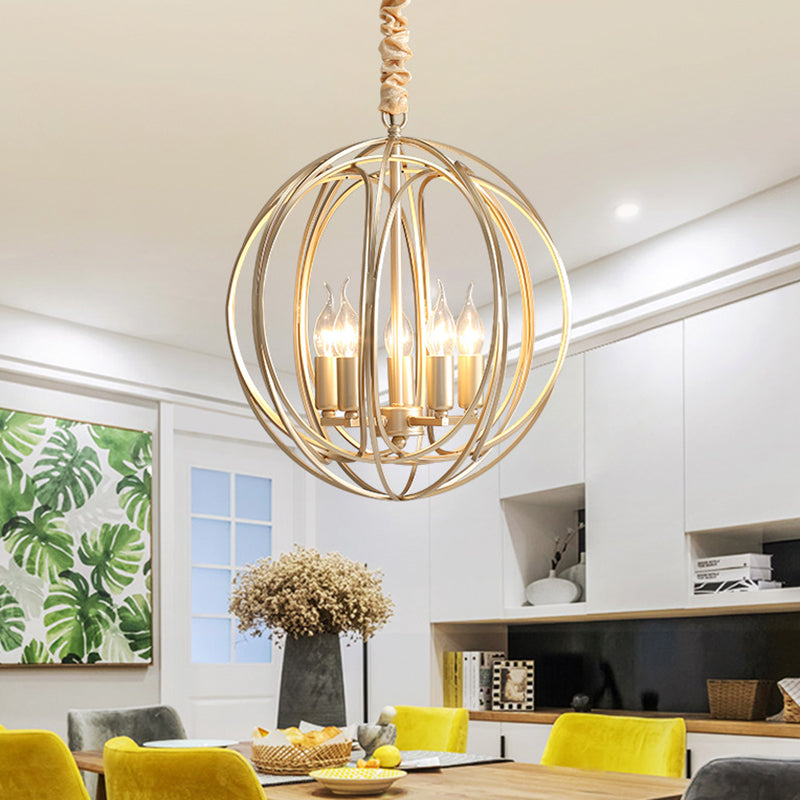 5 Lights Interlocking Rings Pendant Chandelier Colonial Style Gold Metal Hanging Light Gold Clearhalo 'Ceiling Lights' 'Chandeliers' Lighting' options 2311296_12803436-c6fa-48ed-b630-3b6a43442755