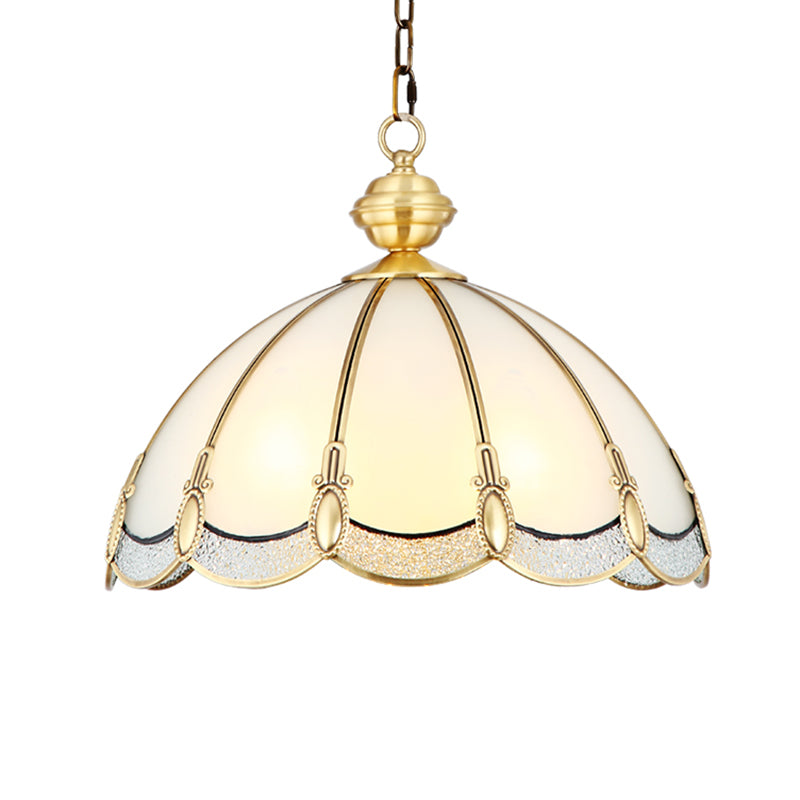 Umbrella Shaped Dining Room Pendant Lamp Antique Opal Glass Gold Chandelier Light Fixture Clearhalo 'Ceiling Lights' 'Chandeliers' Lighting' options 2311313