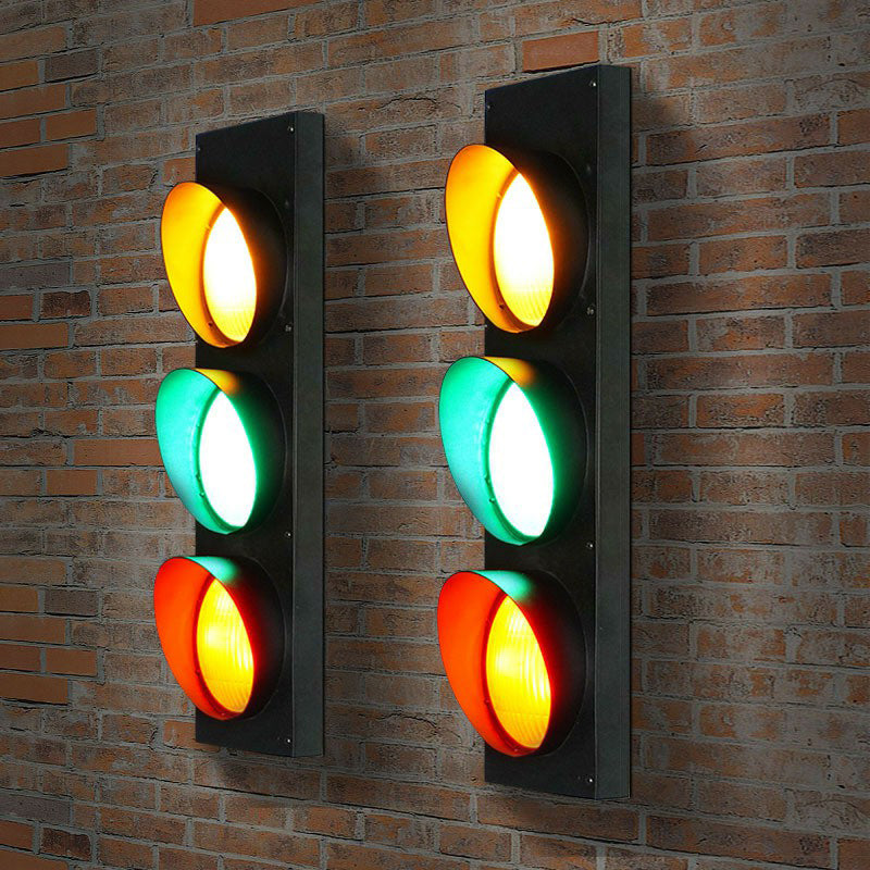 Traffic Light Board Wall Lighting Decorative Metal Restaurant Wall Sconce Light in Black Clearhalo 'Wall Lamps & Sconces' 'Wall Lights' Lighting' 2311328