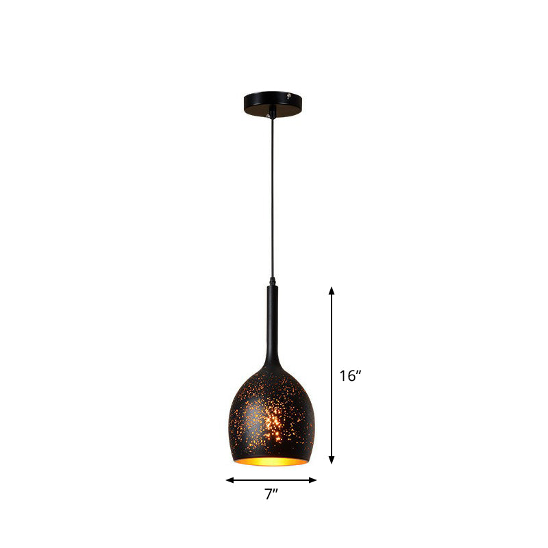 Hollow-Out Metal Pendant Lighting Retro 1-Light Black Finish Suspension Light for Restaurant Clearhalo 'Ceiling Lights' 'Pendant Lights' 'Pendants' Lighting' 2311406