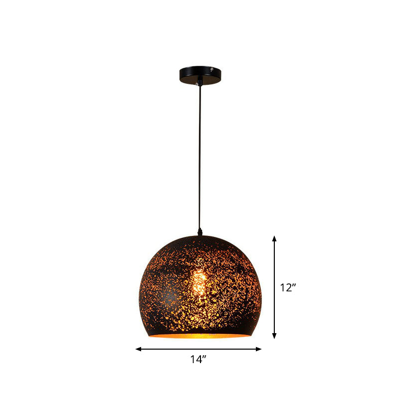 Hollow-Out Metal Pendant Lighting Retro 1-Light Black Finish Suspension Light for Restaurant Clearhalo 'Ceiling Lights' 'Pendant Lights' 'Pendants' Lighting' 2311407