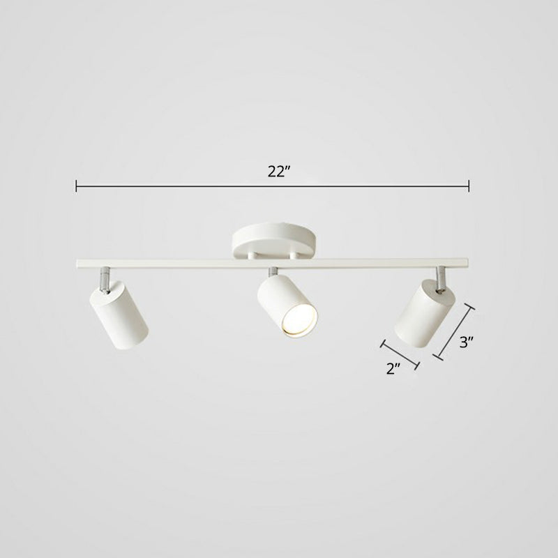 Metal Tube Spotlight Track Lamp Modern Semi Flush Mount Ceiling Light for Clothing Store 3 White Clearhalo 'Ceiling Lights' 'Close To Ceiling Lights' 'Close to ceiling' 'Semi-flushmount' Lighting' 2311481