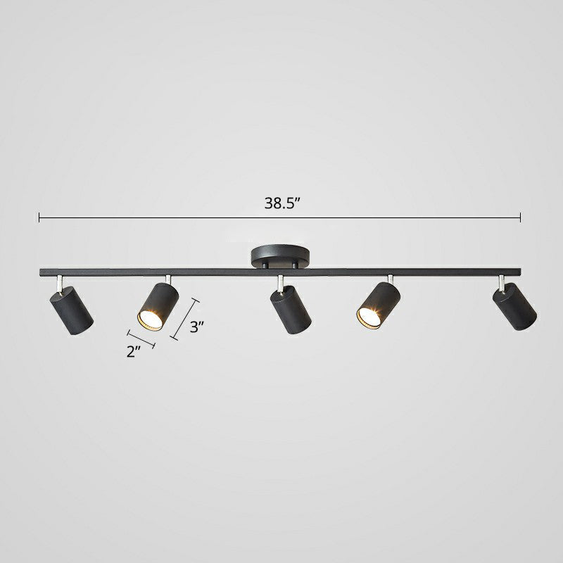 Metal Tube Spotlight Track Lamp Modern Semi Flush Mount Ceiling Light for Clothing Store 5 Black Clearhalo 'Ceiling Lights' 'Close To Ceiling Lights' 'Close to ceiling' 'Semi-flushmount' Lighting' 2311484