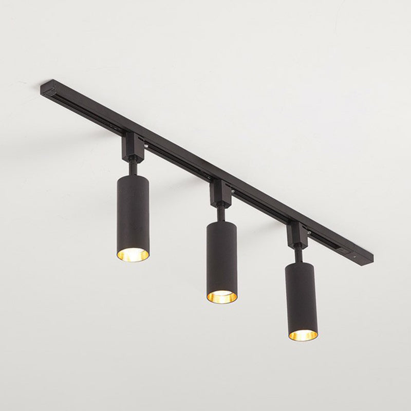 Nordic Style Tubular LED Track Lamp Metallic Living Room Spotlight Semi Flush Mount Lighting 3 Black Large Clearhalo 'Ceiling Lights' 'Close To Ceiling Lights' 'Close to ceiling' 'Semi-flushmount' Lighting' 2311506