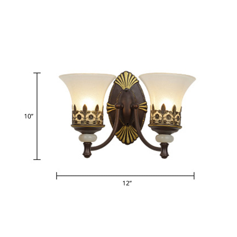 Flared Bedroom Sconce Light Fixture Rustic Frosted White Glass Wall Mounted Lamp Clearhalo 'Wall Lamps & Sconces' 'Wall Lights' Lighting' 2311636