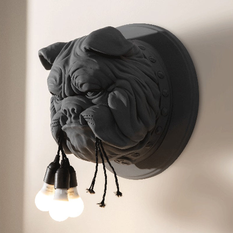 Bulldog Shaped Wall Light Fixture Nordic Resin 3 Heads Bathroom Sconce Lighting Fixture Black Clearhalo 'Wall Lamps & Sconces' 'Wall Lights' Lighting' 2311840