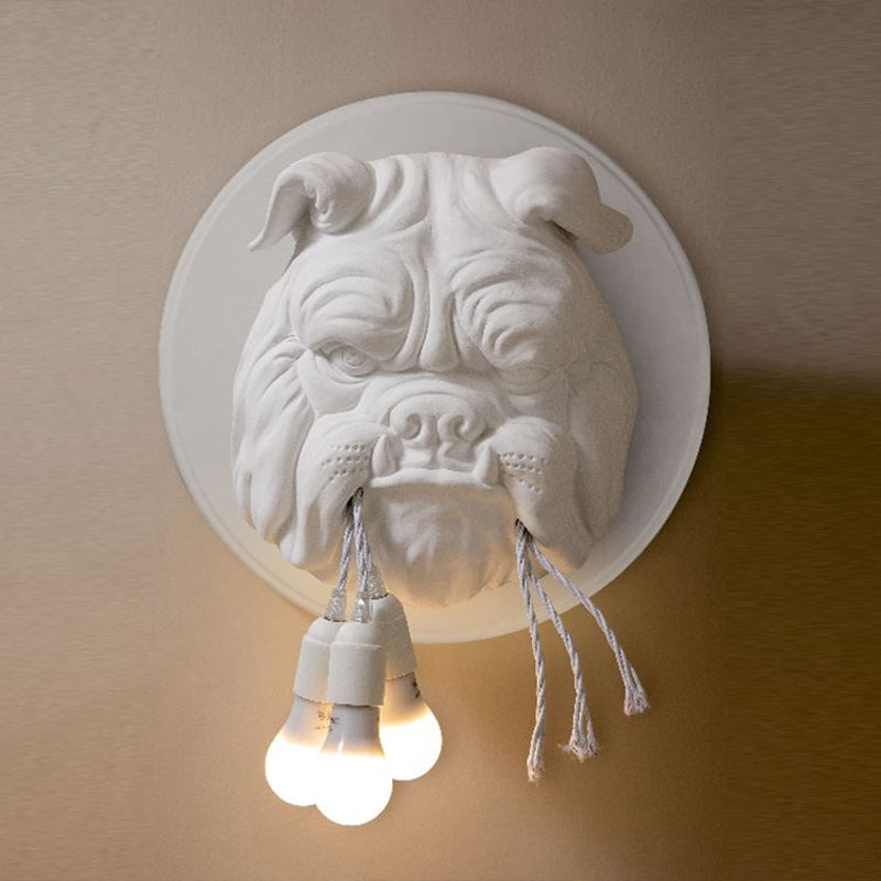 Bulldog Shaped Wall Light Fixture Nordic Resin 3 Heads Bathroom Sconce Lighting Fixture White Clearhalo 'Wall Lamps & Sconces' 'Wall Lights' Lighting' 2311842