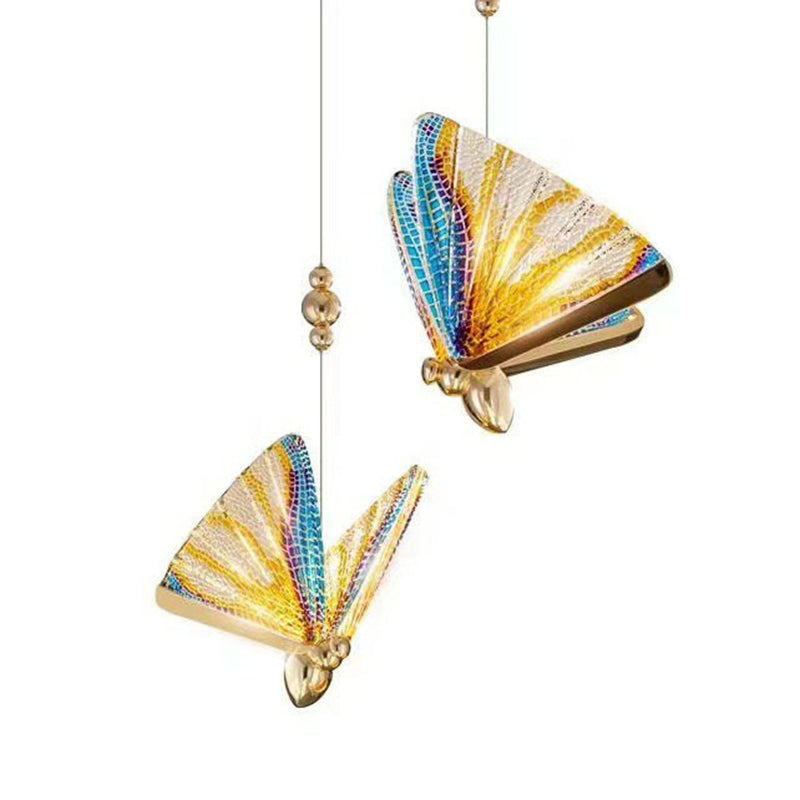 Acrylic Butterfly Suspension Lighting Art Deco LED Pendant Light Fixture for Bedroom Clearhalo 'Ceiling Lights' 'Pendant Lights' 'Pendants' Lighting' 2311941