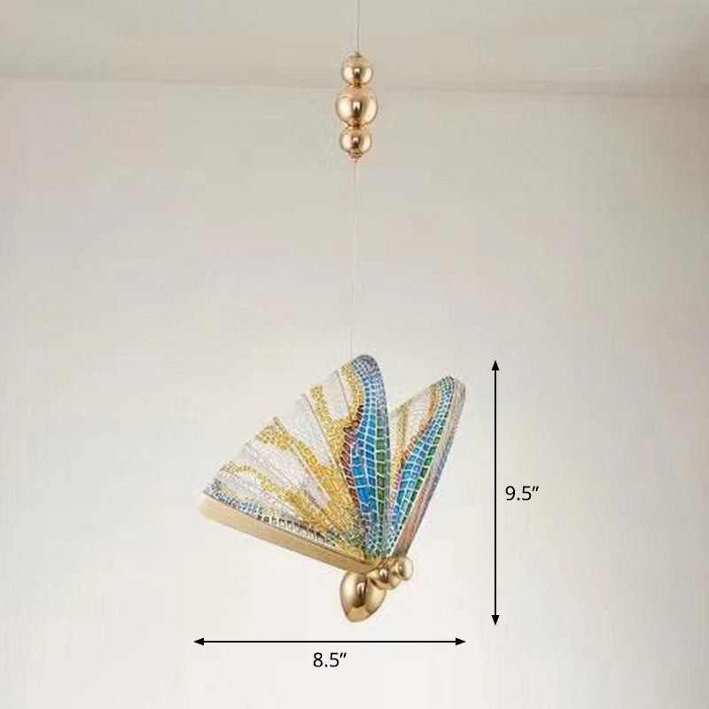 Acrylic Butterfly Suspension Lighting Art Deco LED Pendant Light Fixture for Bedroom Clearhalo 'Ceiling Lights' 'Pendant Lights' 'Pendants' Lighting' 2311942