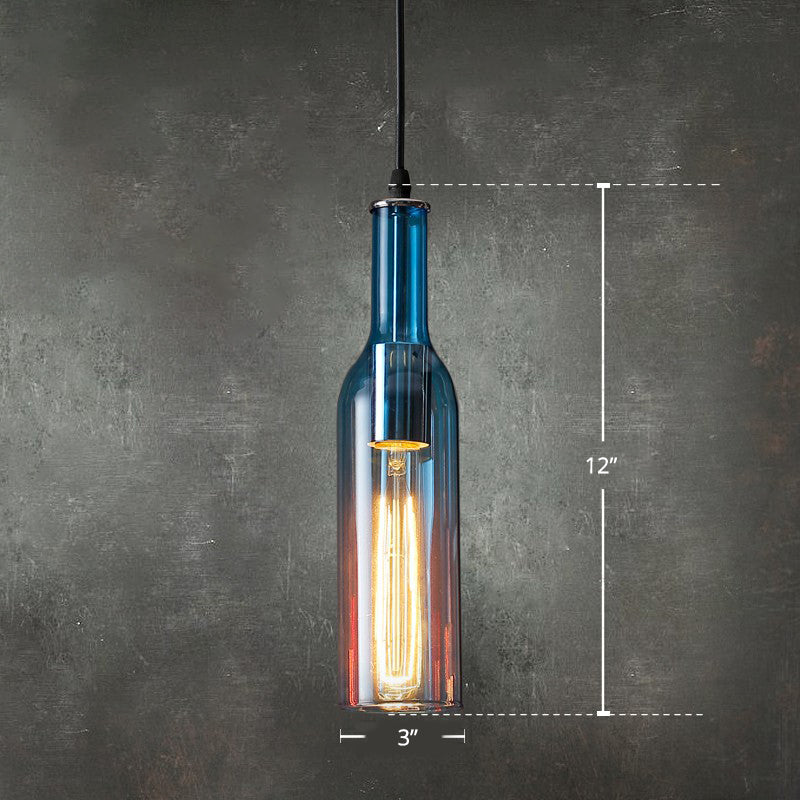 Art Deco Beer Bottle Shaped Ceiling Lighting Glass 1 Head Bistro Hanging Pendant Light Sky Blue Clearhalo 'Ceiling Lights' 'Glass shade' 'Glass' 'Pendant Lights' 'Pendants' Lighting' 2311951