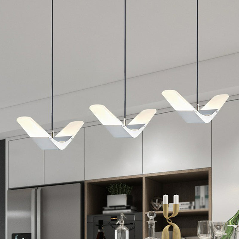 Acrylic Gull Shaped Cluster Pendant Decorative 3-Light Hanging Ceiling Light for Restaurant Clearhalo 'Ceiling Lights' 'Pendant Lights' 'Pendants' Lighting' 2311966