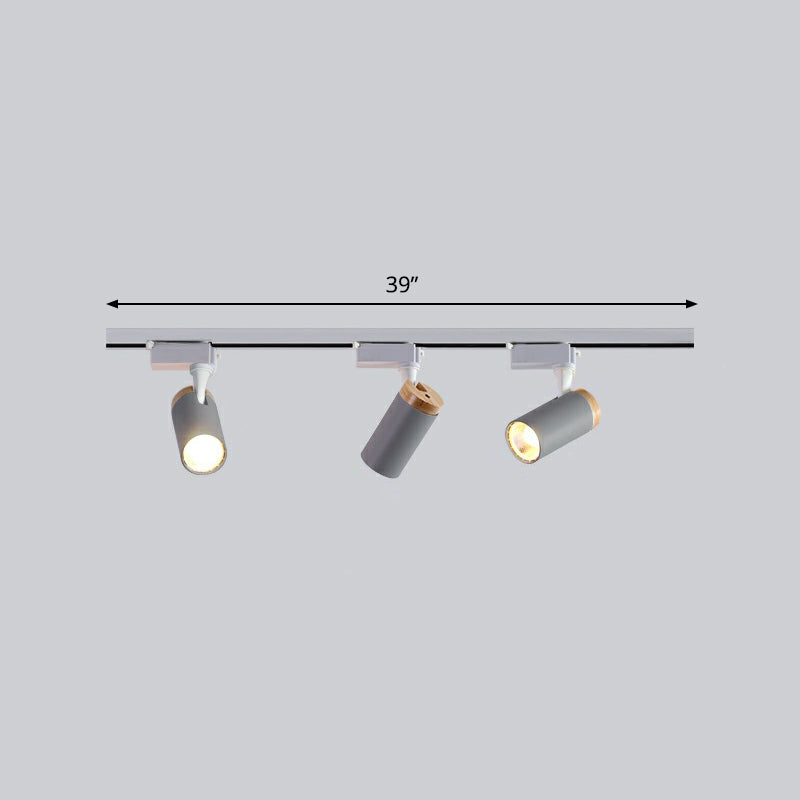 Tube Shaped LED Track Lamp Minimalist Metal Bedroom Semi-Flush Mount Ceiling Light 3 Grey Clearhalo 'Ceiling Lights' 'Close To Ceiling Lights' 'Close to ceiling' 'Semi-flushmount' Lighting' 2312069