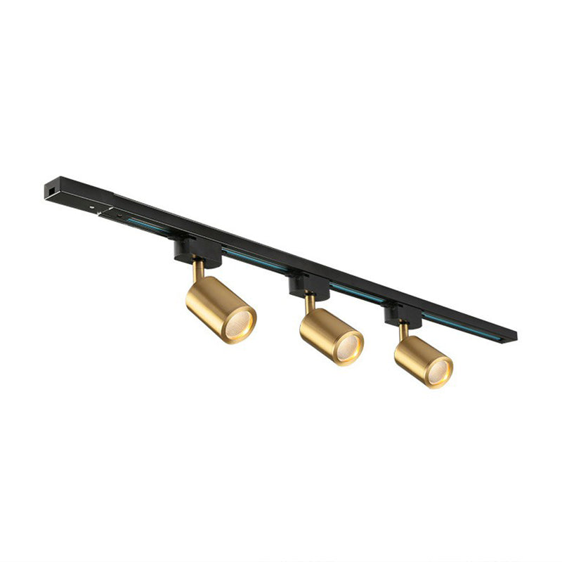 Tube LED Spotlight Track Lighting Postmodern Metal Black and Gold Semi-Flush Ceiling Light 3 Gold Warm Clearhalo 'Ceiling Lights' 'Close To Ceiling Lights' 'Close to ceiling' 'Semi-flushmount' Lighting' 2312109