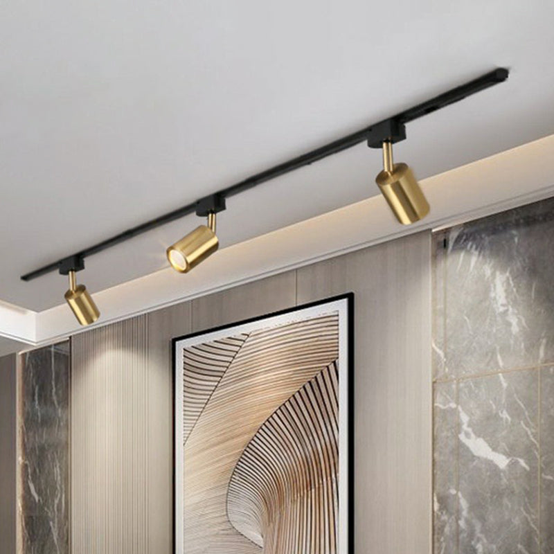 Tube LED Spotlight Track Lighting Postmodern Metal Black and Gold Semi-Flush Ceiling Light Clearhalo 'Ceiling Lights' 'Close To Ceiling Lights' 'Close to ceiling' 'Semi-flushmount' Lighting' 2312112