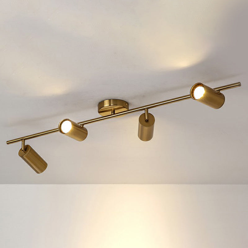 Postmodern LED Flush Mount Spotlight Gold Plated Tube Semi Flush Light with Metal Shade Clearhalo 'Ceiling Lights' 'Close To Ceiling Lights' 'Close to ceiling' 'Semi-flushmount' Lighting' 2312131