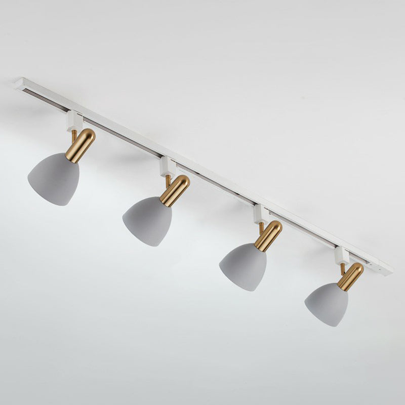 Metal Bell Semi Flush Tracklight Macaron Style Flush Mount Spotlight for Living Room 4 Grey Clearhalo 'Ceiling Lights' 'Close To Ceiling Lights' 'Close to ceiling' 'Semi-flushmount' Lighting' 2312199