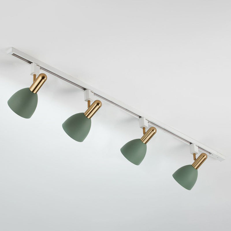 Metal Bell Semi Flush Tracklight Macaron Style Flush Mount Spotlight for Living Room 4 Green Clearhalo 'Ceiling Lights' 'Close To Ceiling Lights' 'Close to ceiling' 'Semi-flushmount' Lighting' 2312200