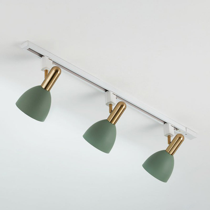 Metal Bell Semi Flush Tracklight Macaron Style Flush Mount Spotlight for Living Room 3 Green Clearhalo 'Ceiling Lights' 'Close To Ceiling Lights' 'Close to ceiling' 'Semi-flushmount' Lighting' 2312202