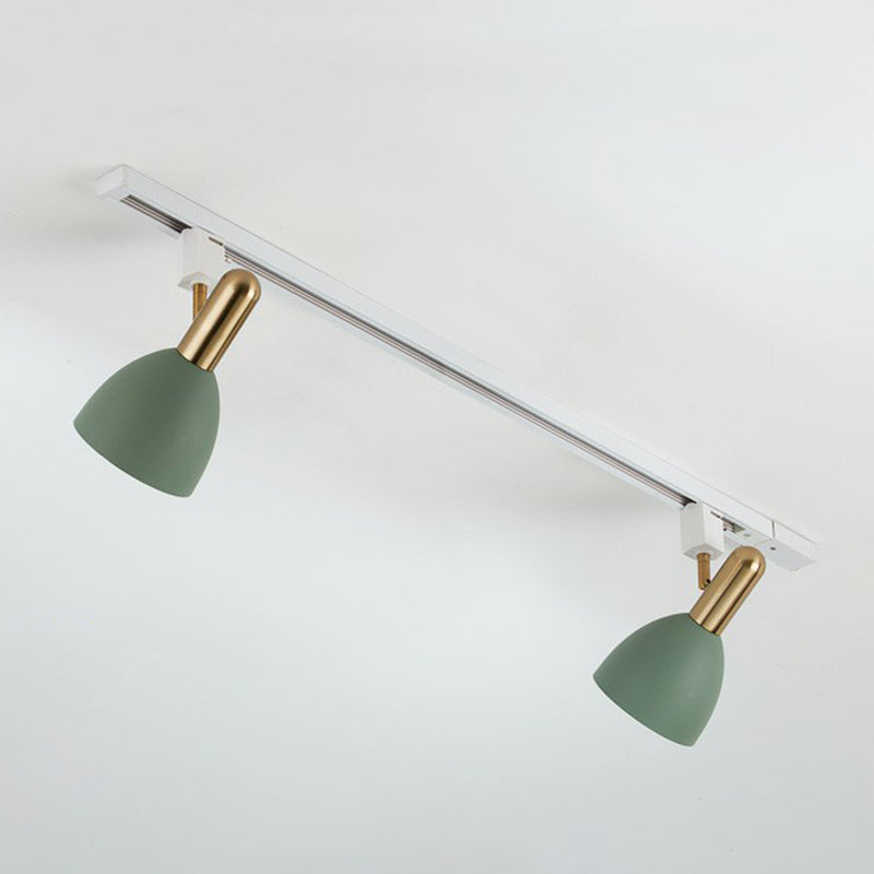 Metal Bell Semi Flush Tracklight Macaron Style Flush Mount Spotlight for Living Room 2 Green Clearhalo 'Ceiling Lights' 'Close To Ceiling Lights' 'Close to ceiling' 'Semi-flushmount' Lighting' 2312203