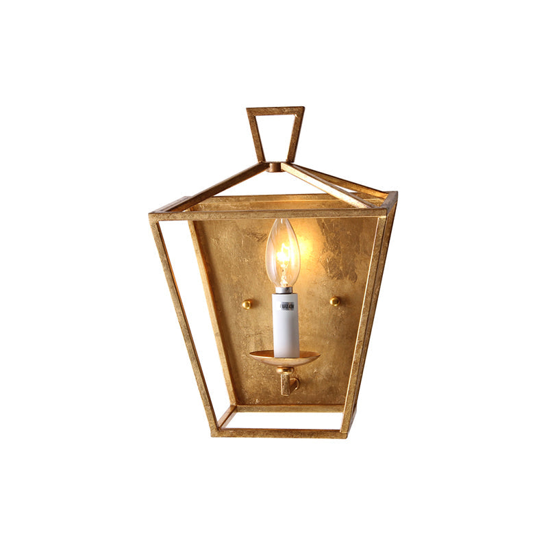 Gold Single Head Wall Mounted Light Traditional Metal Candle Caged Wall Sconce for Bedroom Clearhalo 'Wall Lamps & Sconces' 'Wall Lights' Lighting' 231277