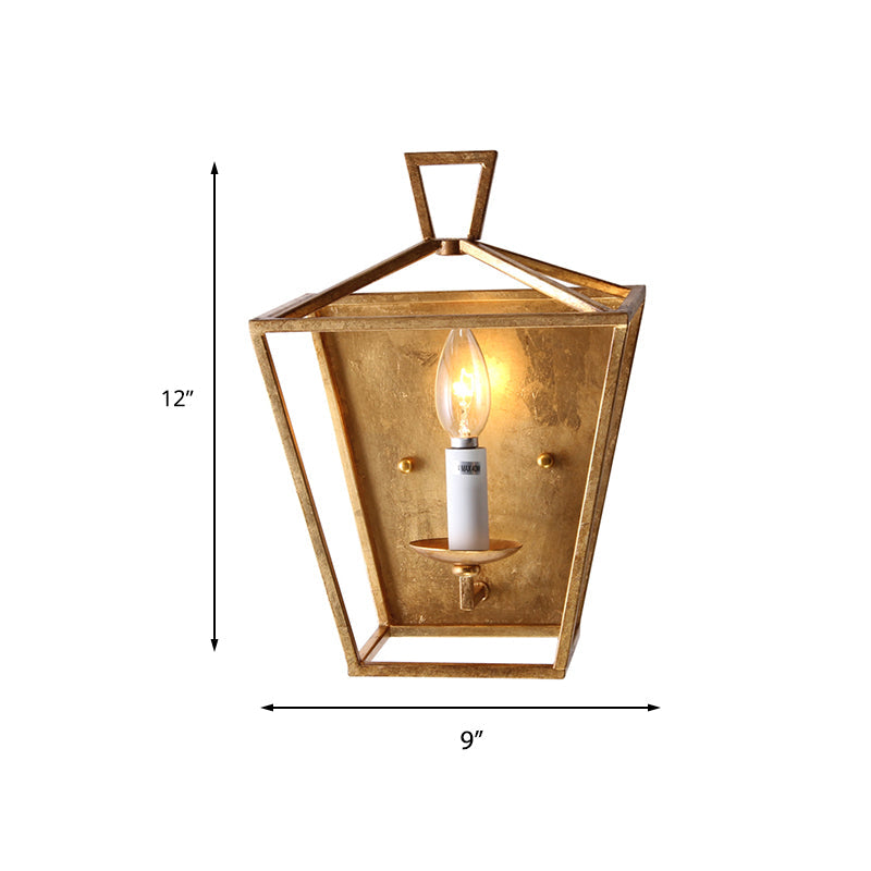 Gold Single Head Wall Mounted Light Traditional Metal Candle Caged Wall Sconce for Bedroom Clearhalo 'Wall Lamps & Sconces' 'Wall Lights' Lighting' 231278