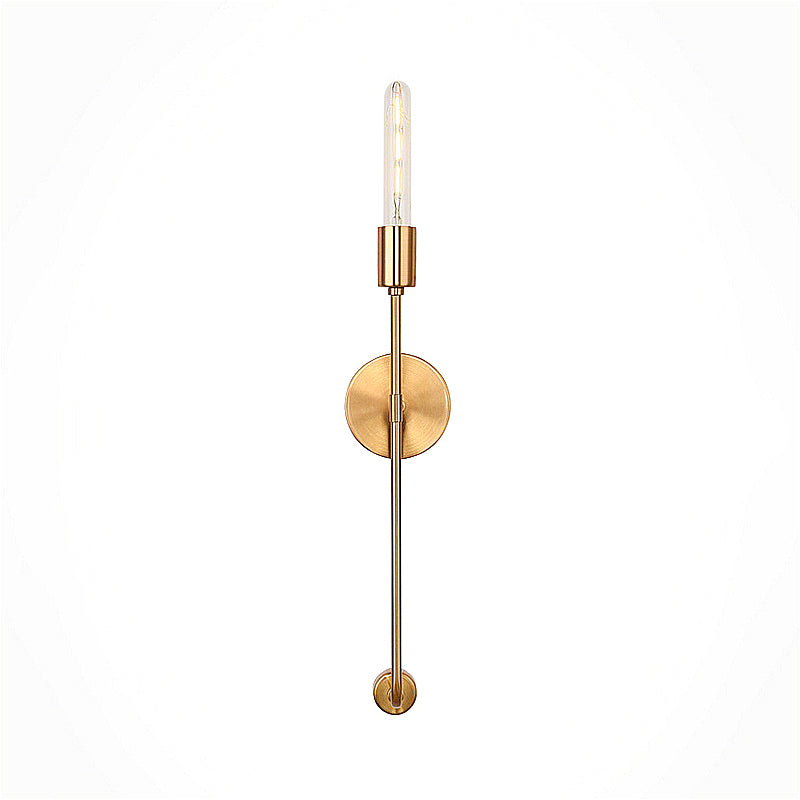 Gold Bare Bulb Sconce Light Retro Metal 1-Light Living Room Wall Mounted Light with Linear Arm Clearhalo 'Wall Lamps & Sconces' 'Wall Lights' Lighting' 231301