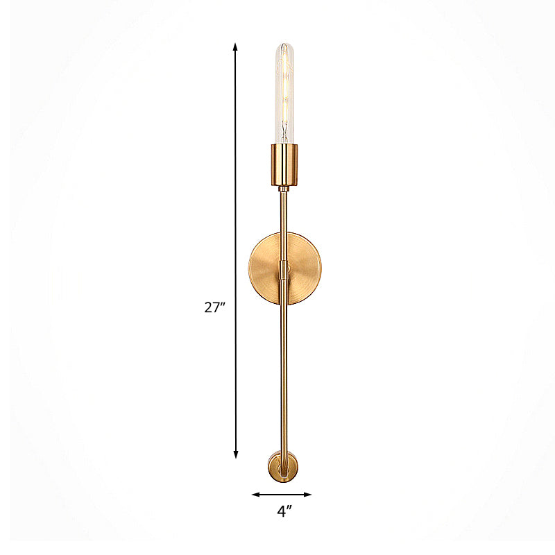 Gold Bare Bulb Sconce Light Retro Metal 1-Light Living Room Wall Mounted Light with Linear Arm Clearhalo 'Wall Lamps & Sconces' 'Wall Lights' Lighting' 231302