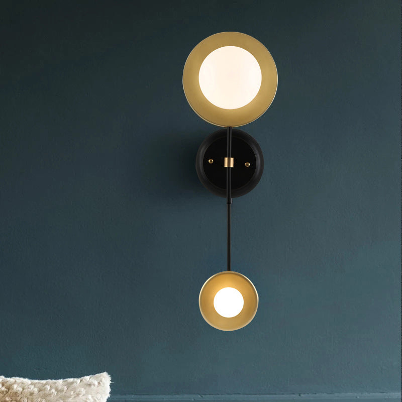 Metal Open Bulb Wall Light Fixture Retro 2-Light Living Room Wall Lamp in Black-Gold Black-Gold Clearhalo 'Wall Lamps & Sconces' 'Wall Lights' Lighting' 231313