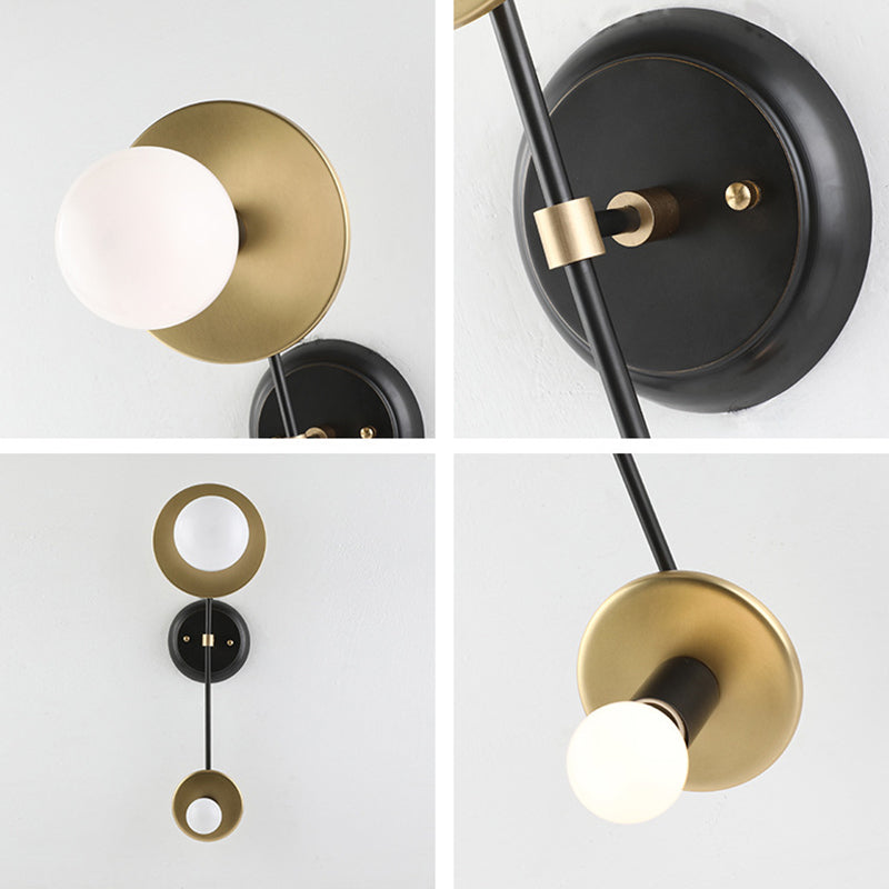 Metal Open Bulb Wall Light Fixture Retro 2-Light Living Room Wall Lamp in Black-Gold Clearhalo 'Wall Lamps & Sconces' 'Wall Lights' Lighting' 231317