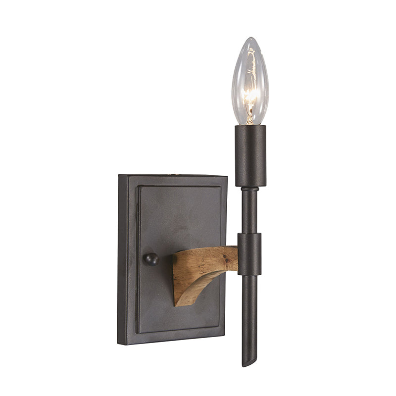 1 Head Candle/Cone Wall Sconce Lighting Retro Black Metal Wall Mounted Light Shadeless/with Shade Clearhalo 'Wall Lamps & Sconces' 'Wall Lights' Lighting' 231671