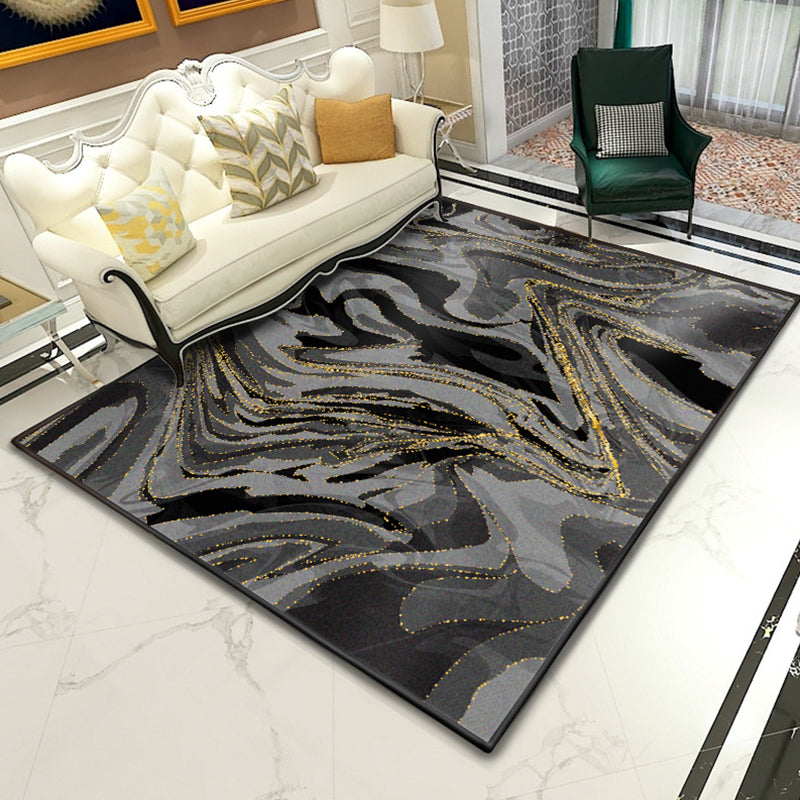 Modern Abstract Lava Print Rug Multi-Colored Modern Carpet Polypropylene Stain Resistant Non-Slip Backing Machine Washable Rug for Home Silver Gray Clearhalo 'Area Rug' 'Modern' 'Rugs' Rug' 2317067