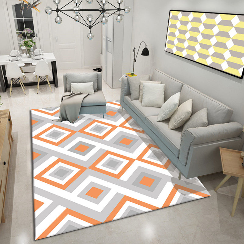 Bold Color Block Geometric Rug Multi Color Modern Rug Polypropylene Machine Washable Non-Slip Stain Resistant Rug for Living Room Gray-Orange Clearhalo 'Area Rug' 'Modern' 'Rugs' Rug' 2317152